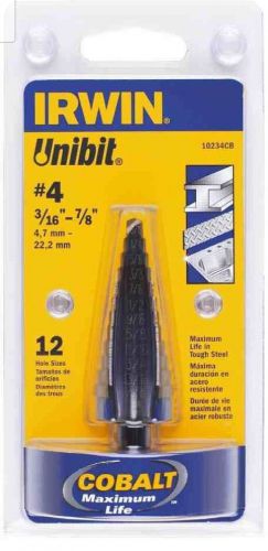 Irwin unibit #4 cobalt step drill #10234cb maximum life 12 hole size brand new for sale