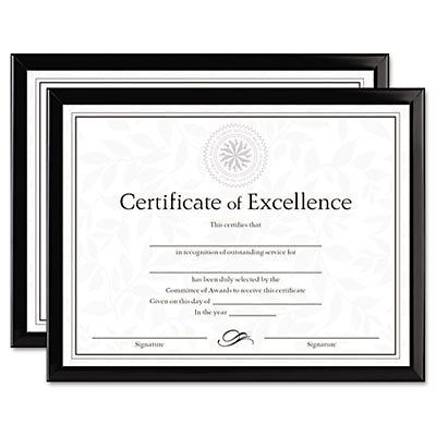 Value u-channel document frames w/certificates, 8 1/2 x 11, black, 2/pack, 1 set for sale