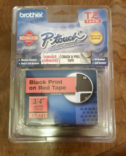 Brother P-touch TZ-441 -- 3/4&#034; Black Print on Red Tape TZ Tape