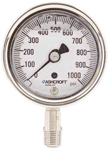Ashcroft duralife type 1009sw stainless steel case pressure gauge with stainless for sale