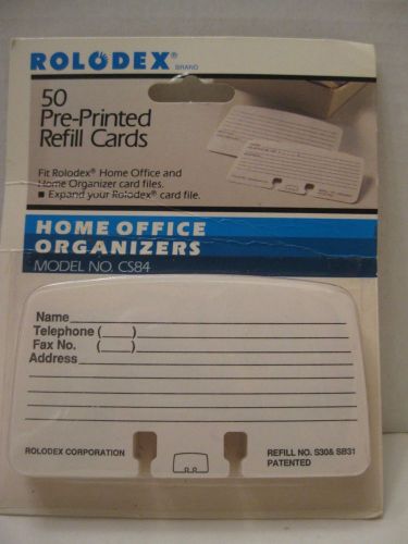 Rolodex 50 Pre-Printed Refill Cards CS84 Ruled White