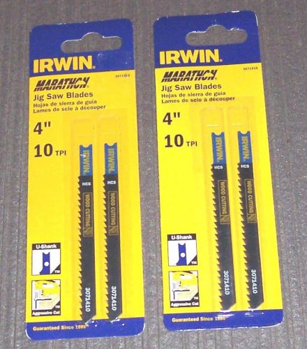 2 ea. 2 Pack (4 Blades)  Irwin 3071410 4&#034; 10-TPI Jig Saw Blades
