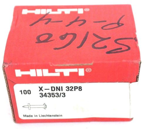 BOX OF 100 NEW HILTI X-DNI 32P8 UNIVERSAL FASTENERS 34353/3