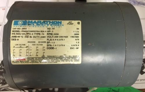 USED MARATHON ELECTRIC JET PUMP MOTOR CAT NO. J052
