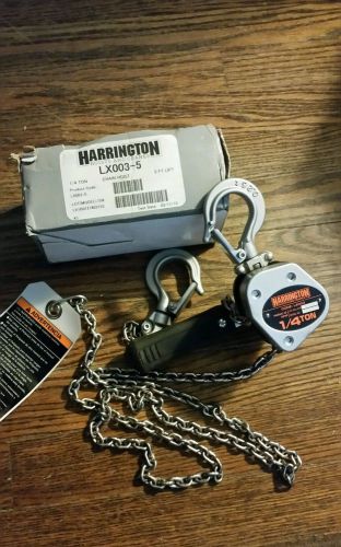 Harrington LX003 Mini Lever Chain Hoist, Hook Mount, 1/4 Ton Capacity, 5&#039; Lift