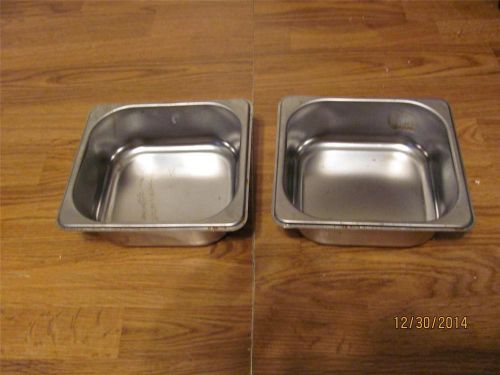 2  COMMERCIAL STAINLESS  STEAM TABLE  PANS 1/6 SIZE X 2&#034;D-GUC