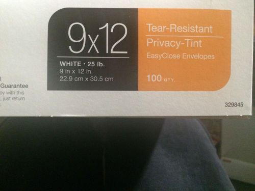 White 9&#034;x12&#034;  25 Lb Tear Resistant Privacy Tint Easy Close Envelopes
