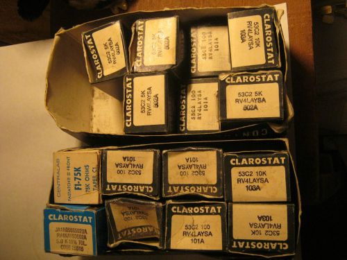 Clarostat Potentiometer Lot of 15 assorted unused in box