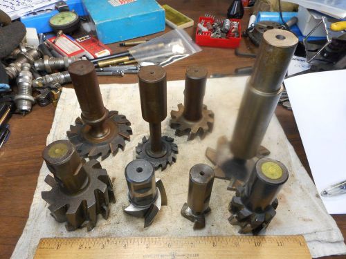 Lot of 8 large t-slot cutters large sizes, machinist tooling most 1 1/4&#034; shafts for sale