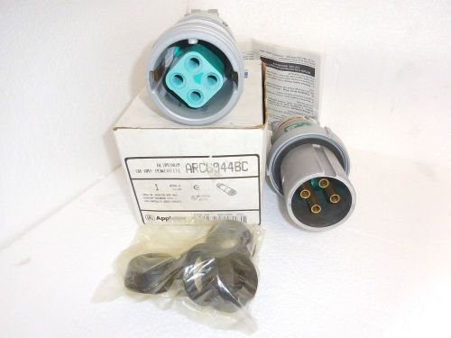 Appleton 60 amp receptacle &amp; plug arc6044bc acp6044bc 4 wire 4 pole 600v new for sale
