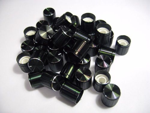 Fast ship from usa- lot 40 pcs black aluminum knob for 6mm knurled potentiometer for sale