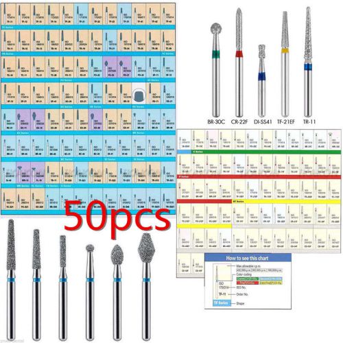 50*Dental Diamond Burs Flat-end Medium FG 1.6mm for High speed Handpiece NEWEST*