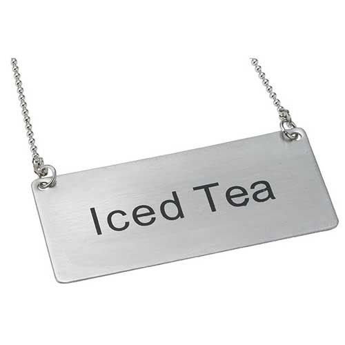 Winco SGN-205, Stainless Steel Chain Sign “Iced Tea”