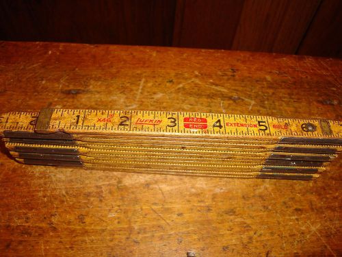 Vintage Lufkin #46 Six Foot Red End Folding Wood Brass Extension Ruler Rule