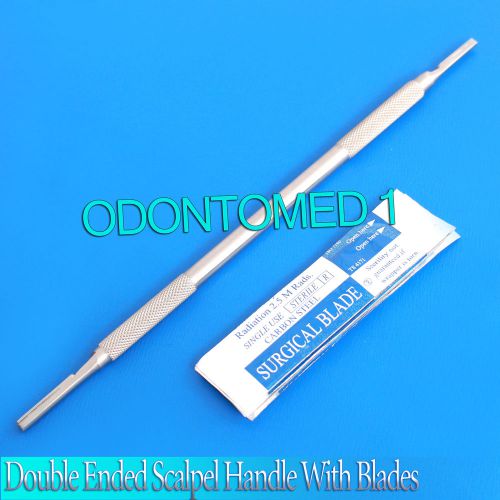 DOUBLE ENDED SCALPEL KNIFE HANDLE #3 #4+200 SURGICAL CARBON STEEL BLADES #12 #24