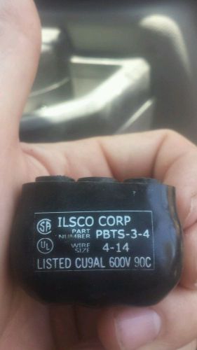 ILSCO PBTS-3-4 #4 Insulated Multi-Tap Connector, Single Sided, 3-Port, Black