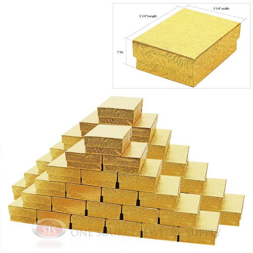 50 gold swirl cotton filled jewelry gift boxes 3 1/4&#034; x 2 1/4&#034; charm pendant for sale