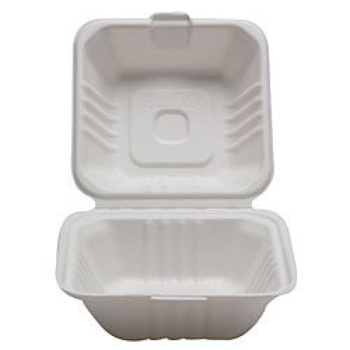 Good news packaging 6&#034; bagasse ripped hamburger clamshell for sale