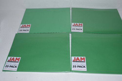 Jam Paper Green Envelopes 12X9 4 New Packages Total 100