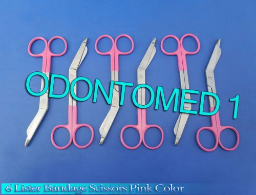 6 Lister Bandage Nurse Scissors - Color Handles(Pink)