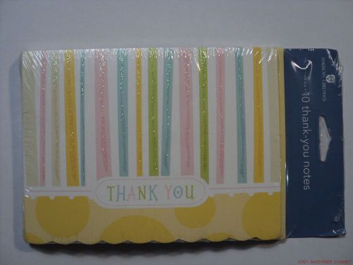 Pastel Yellow Blue Pink Green Glitter Embellished Thank You Notes 10 Count