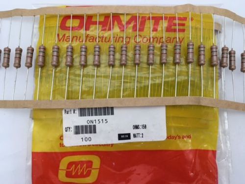 (200 pcs) on1515 ohmite, 2 watt 150 ohm 5%, carbon film resistor (axial) for sale