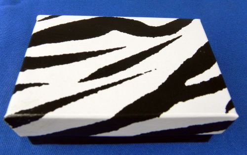 100 Zebra Print Cotton Filled Gift Boxes 3-1/4&#034; x2-1/4&#034; Jewelry Earring Ring Box