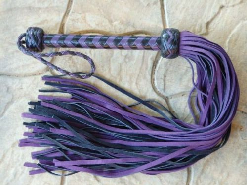 NEW PURPLE 70 TAIL Leather Flogger Whip - Lightweight Horse Training Tool - Cat