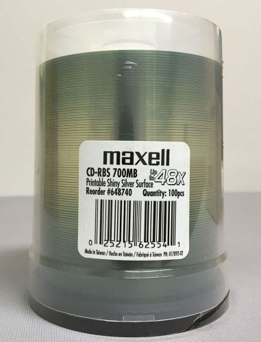Maxell 80 minute 700MB 48X Shiny Silver CD-R 100-PK Spindle - 648740 - NEW