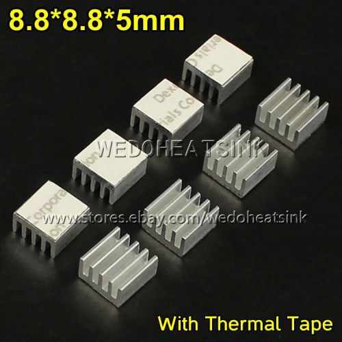 12pcs 8.8x8.8x5mm Chipset Aluminum Heatsink Cooler With Thermal Tape Applied
