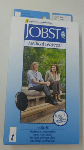 Jobst Sosoft 15-20 mmhg KNEE high Socks BLACK LARGE Classic Ribbed FREE SHIPPING