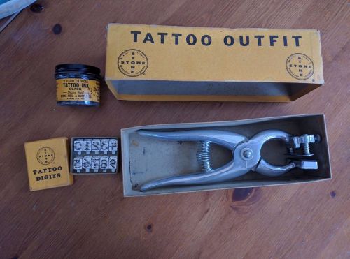 Stone Tattoo Outfit animal marking kit Livestock with number 0-9 Cows Vintage