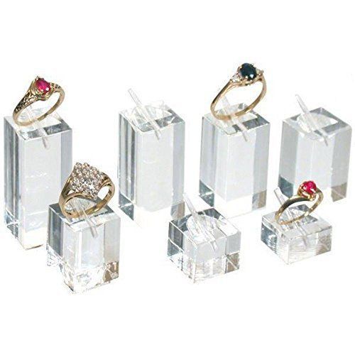 Generic Ring Display Stands Square Acrylic 7Pcs