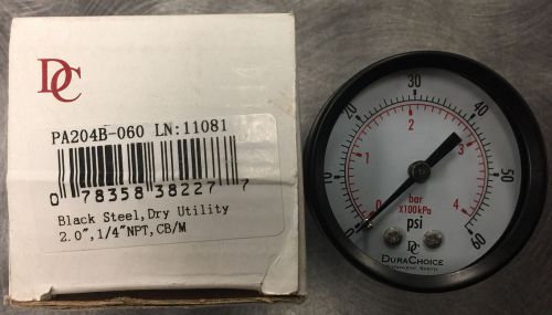 2&#034; dry utility pressure gauge steel 1/4&#034; npt back mount 0 to 60 psi for sale