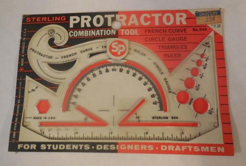 1965 NOS VINTAGE STERLING ALL PURPOSE PROTRACTOR FRENCH CURVE DRAFTING