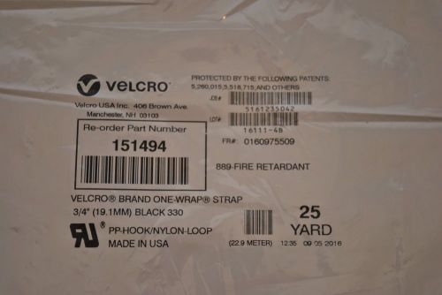 Velcro One-Wrap Strap 3/4&#034; X 25 Yards Black Plenum Rated 889-Fire Retardant