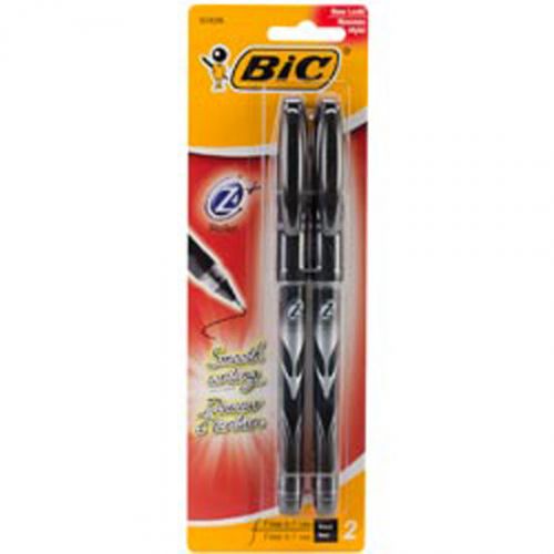 Black - Bic Z4+ Roller Pens Fine Point 2/Pkg