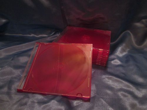 LOT: 10 Brand-New Slim CD Jewel Cases (RED Plastic) *NO DISCS INCLUDED*