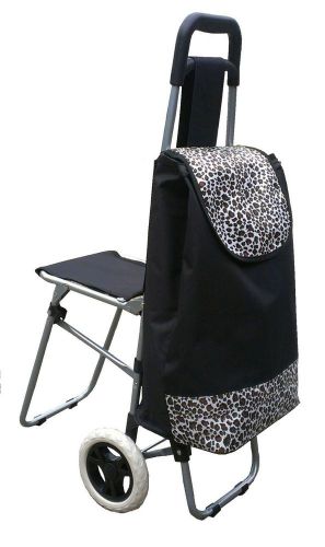 Grocery folding shopping cart with seat color ( black - leopard ) for sale