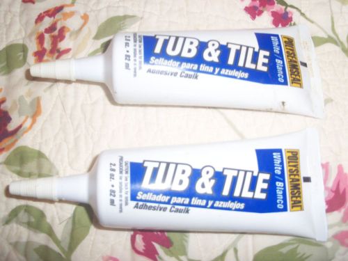Lot of 2-NEW White Tub &amp; Tile Kitchen Polyseamseal 2.8 FlOz Adhesive Caulk Tubes