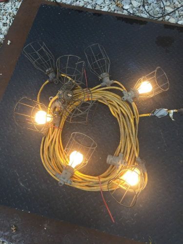 1 Used 100&#039; Temporary Lighting String Lights Construction Jobsite 12/3 AWG