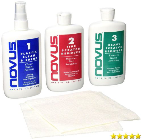 Novus 8 oz plastic polish kit plastic cleaner polish &amp; scratch remover free ship for sale