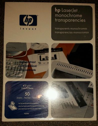 HP LaserJet Monochrome Transparencies 8.5 x 11 50 sheets - 92296T - NEW