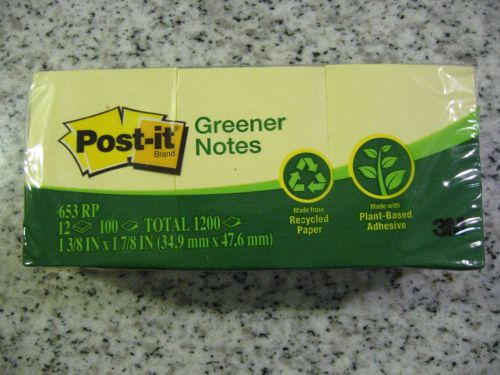 PostIt Greener Notes Recycled Notes, Canary Yellow, 12 100 Sheet (092616-W004)