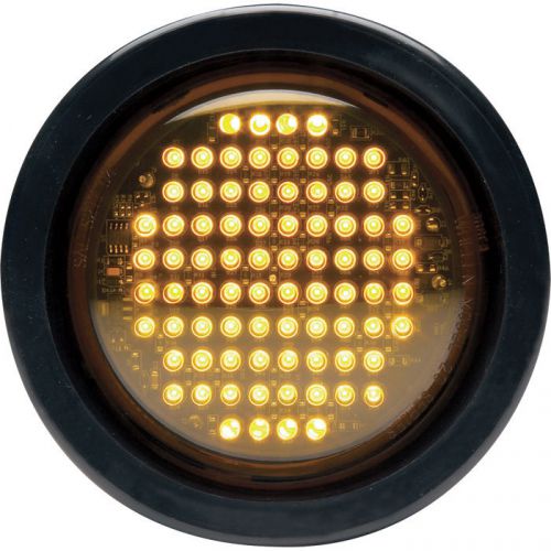 Flashing led amber warning light sae class 1 certified round 4in. diameter  new for sale