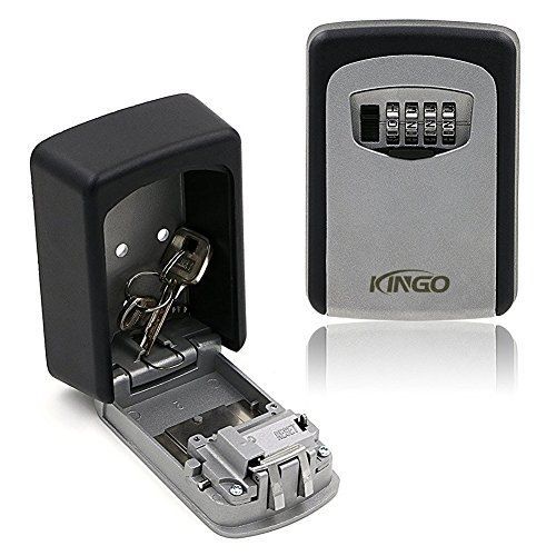 Kingo Key Storage Box Wall Mount Combination Lock Box Resettable 4 Digit