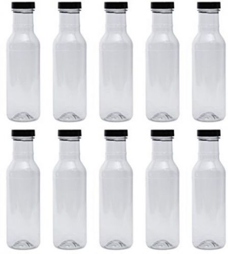 12 OZ LONG RING NECK CLEAR PLASTIC DRESSING BOTTLE- CASE OF 10