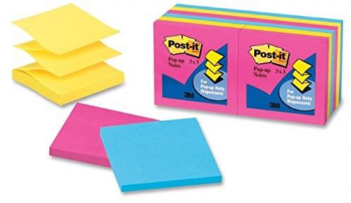 Post-it Pop-up Notes, 3 X 3-Inches, Assorted Neon Colors, 12-Pads/Pack, Case Of