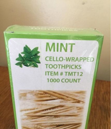 Mint Cello-Wrapped Wood Toothpicks  12/1000 PK