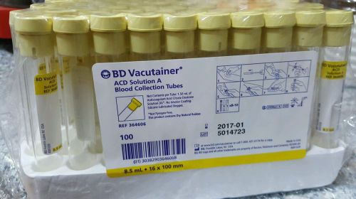10 x BD VACUTAINER COLLECTION TUBES for PRP #364606 WITH ACD 8.5ml * 16x100 mm